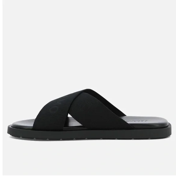 NIB Mens FERRAGAMO “FENICE TEX CROSSOVER Black SANDAL (13) display picture 1